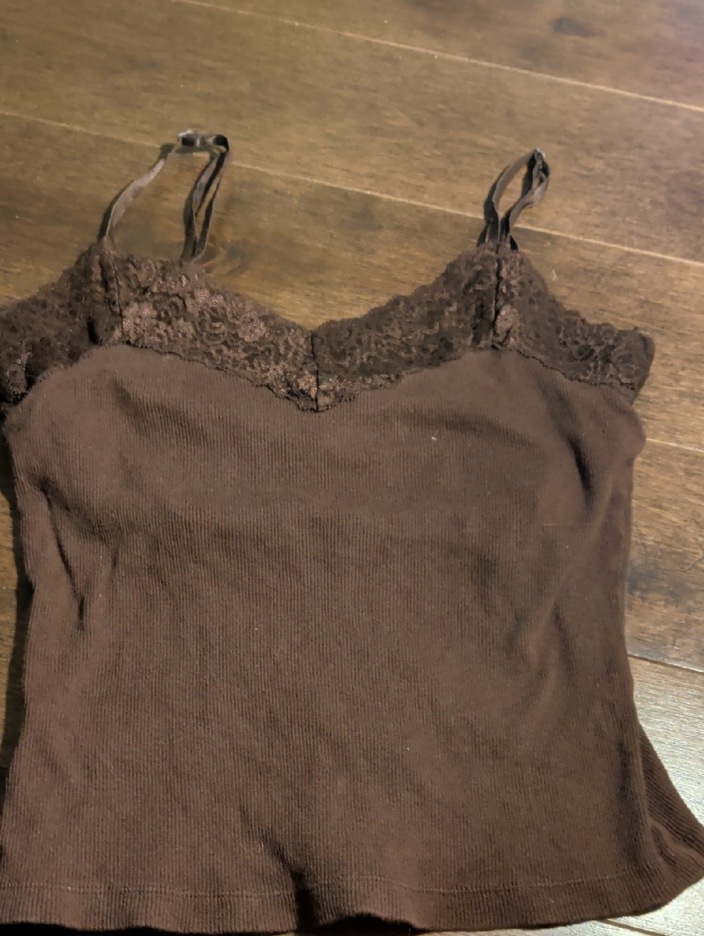 Women's Lace-Trim Ribbed Camisole Tank -‎ Brown